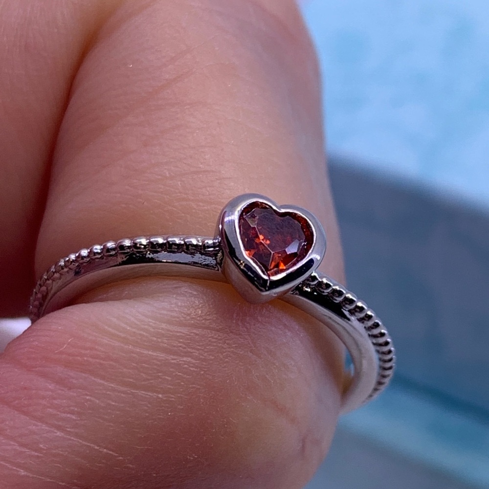 Sterling Silver Ruby Red Sweetheart Ring Birthsto… - image 1